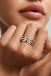 Baguette Triple Band Link Ring