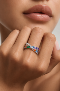 Prism Baguette Crossover Ring