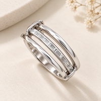 Baguette Triple Band Link Ring