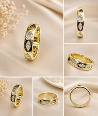 IMREVE Golden Multi-Stone Ring detail
